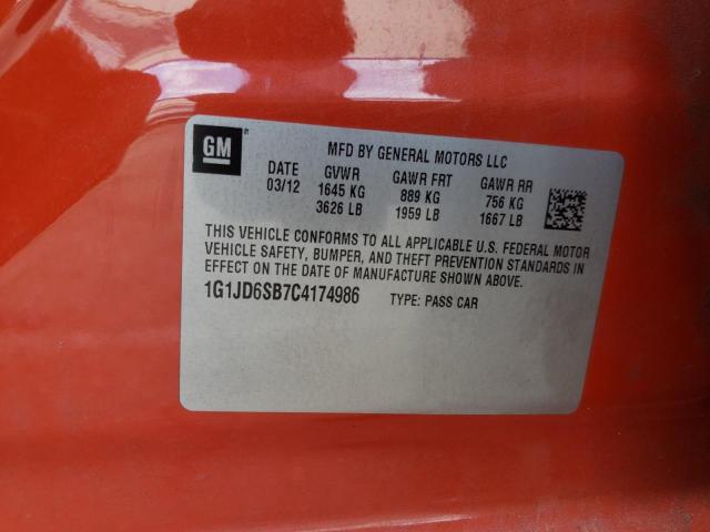 Foto 10 de la subasta – 2012 CHEVROLET SONIC LT con VIN 1G1JD6SB7C4174986