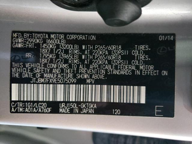 Photo 10 from auction – 2014 LEXUS GX 460 with VIN JTJBM7FX9E5075099