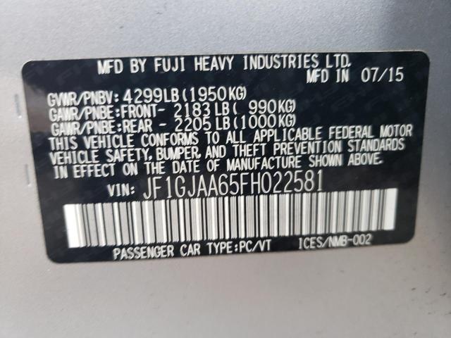 Photo 10 from auction – 2015 SUBARU IMPREZA with VIN JF1GJAA65FH022581