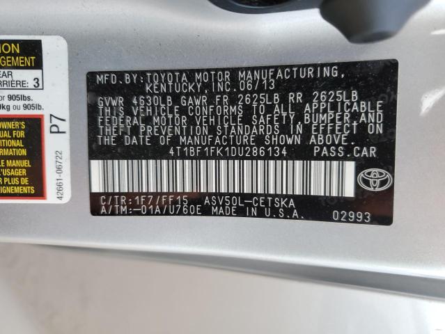 Photo 10 from auction – 2013 TOYOTA CAMRY L with VIN 4T1BF1FK1DU286134