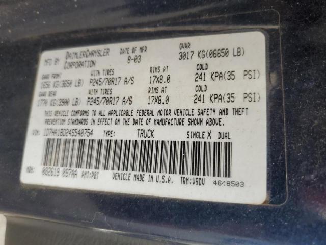 Photo 10 from auction – 2004 DODGE RAM 1500 S with VIN 1D7HA18D24S540754