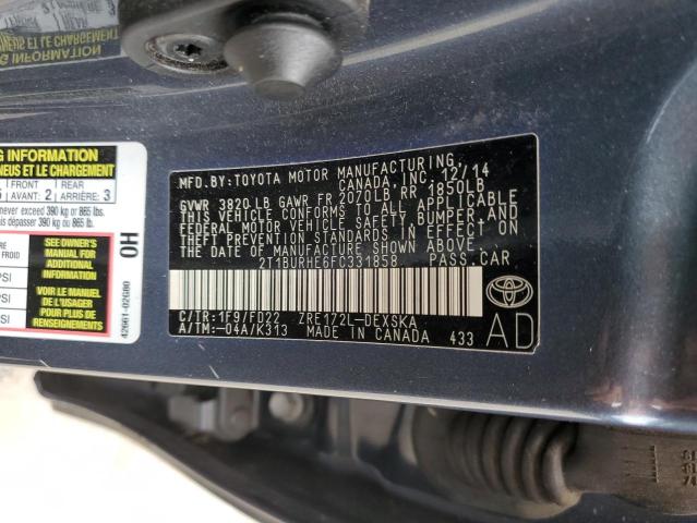 Photo 10 from auction – 2015 TOYOTA COROLLA L with VIN 2T1BURHE6FC331858