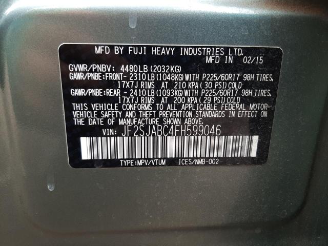 Photo 10 from auction – 2015 SUBARU FORESTER 2 with VIN JF2SJABC4FH599046