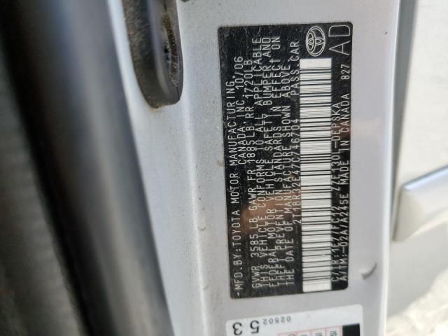 Photo 10 from auction – 2007 TOYOTA COROLLA CE with VIN 2T1BR32E47C746704