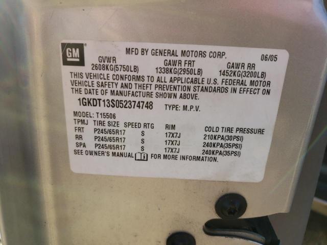 Photo 10 from auction – 2005 GMC ENVOY with VIN 1GKDT13S052374748