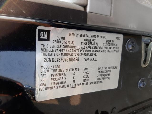 Photo 10 from auction – 2007 CHEVROLET EQUINOX LT with VIN 2CNDL73F976105120