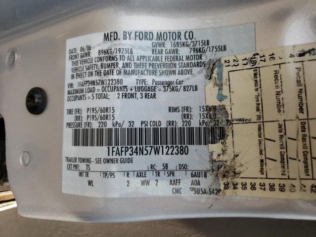Photo 10 from auction – 2007 FORD FOCUS ZX4 with VIN 1FAFP34N57W122380