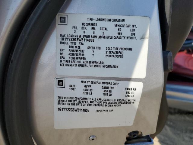 Photo 10 from auction – 1998 CHEVROLET CORVETTE with VIN 1G1YY22G3W5114838