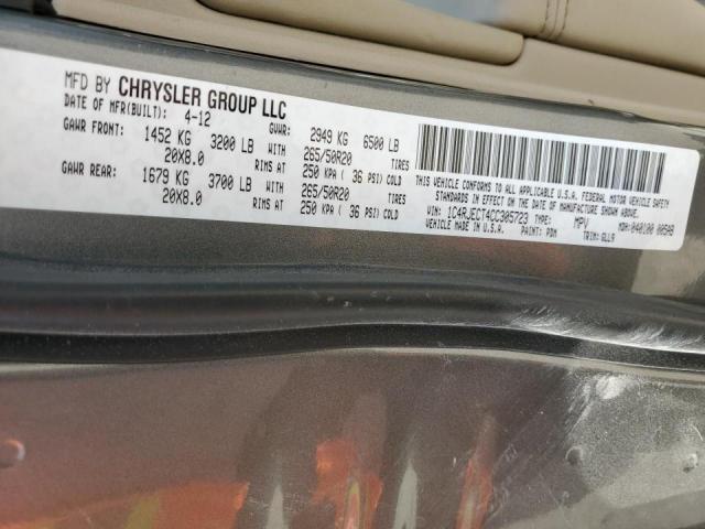 Photo 10 from auction – 2012 JEEP GRAND CHER with VIN 1C4RJECT4CC305723