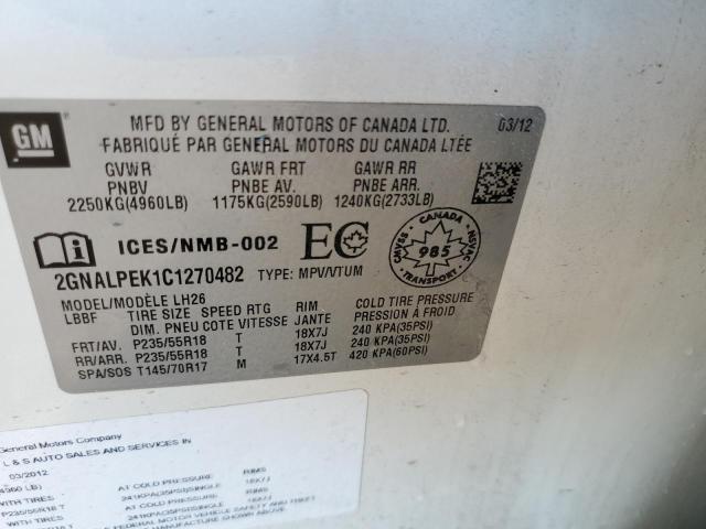 Photo 10 from auction – 2012 CHEVROLET EQUINOX LT with VIN 2GNALPEK1C1270482