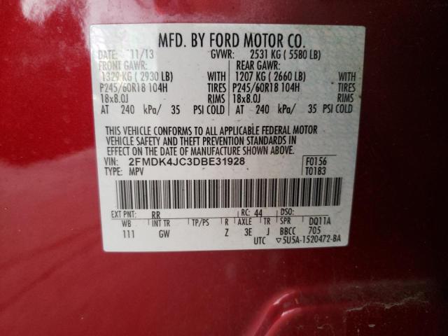 Photo 10 from auction – 2013 FORD EDGE SEL with VIN 2FMDK4JC3DBE31928