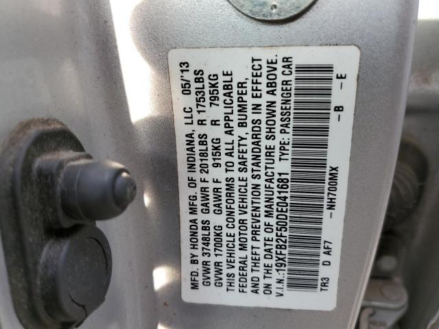Photo 10 from auction – 2013 HONDA CIVIC LX with VIN 19XFB2F50DE041681