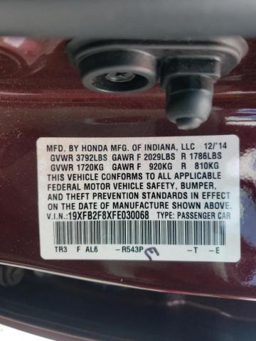 Photo 10 from auction – 2015 HONDA CIVIC EX with VIN 19XFB2F8XFE030068