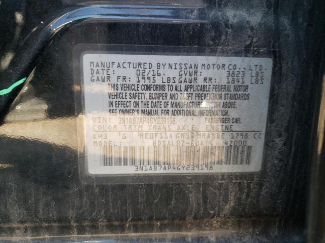 Photo 10 from auction – 2016 NISSAN SENTRA S with VIN 3N1AB7AP4GY239198