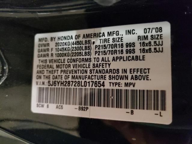 Photo 10 from auction – 2008 HONDA ELEMENT EX with VIN 5J6YH28728L017654