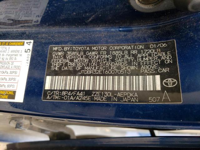 Photo 10 from auction – 2006 TOYOTA COROLLA CE with VIN JTDBR32E160070513
