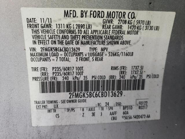 Photo 10 from auction – 2012 FORD FLEX SE with VIN 2FMGK5BC6CBD13629
