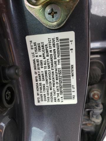 Photo 10 from auction – 2014 HONDA CIVIC LX with VIN 19XFB2F52EE215221