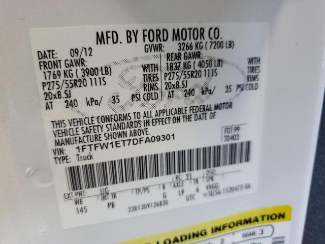 Photo 10 from auction – 2013 FORD F150 SUPER with VIN 1FTFW1ET7DFA09301