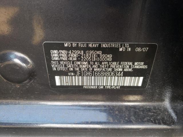 Photo 10 from auction – 2008 SUBARU IMPREZA 2. with VIN JF1GH61668H806344