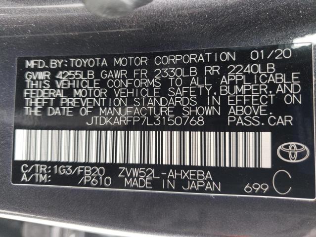 Photo 10 from auction – 2020 TOYOTA PRIUS PRIM with VIN JTDKARFP7L3150768