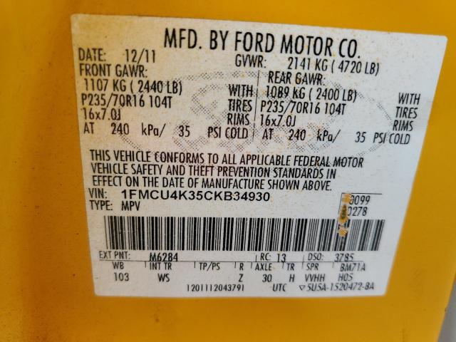 Photo 10 from auction – 2012 FORD ESCAPE HYB with VIN 1FMCU4K35CKB34930