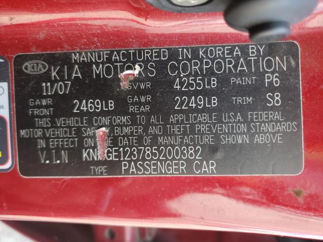 Photo 10 from auction – 2008 KIA OPTIMA LX with VIN KNAGE123785200382