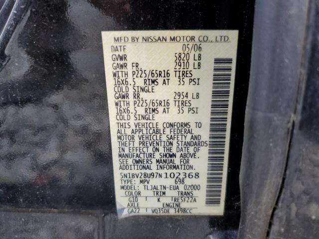 Photo 10 from auction – 2007 NISSAN QUEST S with VIN 5N1BV28U97N102368