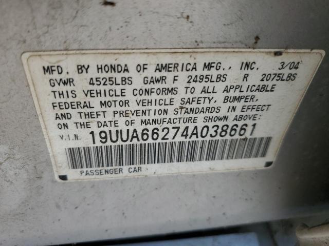 Photo 10 from auction – 2004 ACURA TL with VIN 19UUA66274A038661