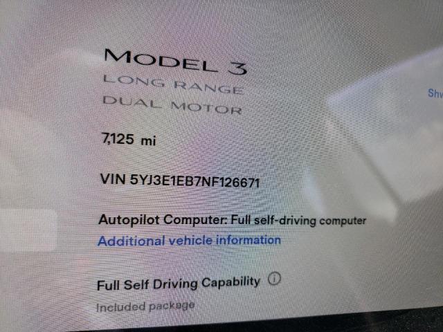 Photo 8 from auction – 2022 TESLA MODEL 3 with VIN 5YJ3E1EB7NF126671