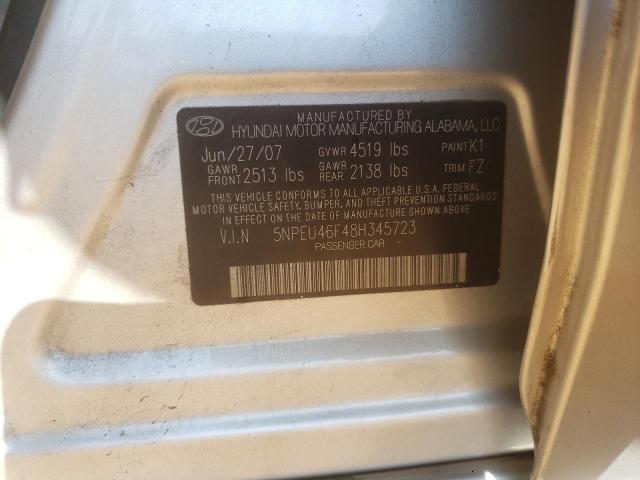 Photo 10 from auction – 2008 HYUNDAI SONATA SE with VIN 5NPEU46F48H345723