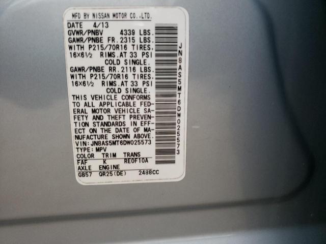 Photo 10 from auction – 2013 NISSAN ROGUE S with VIN JN8AS5MT6DW025573