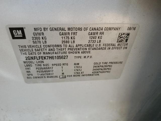 Photo 10 from auction – 2017 CHEVROLET EQUINOX LT with VIN 2GNFLFEK7H6105627
