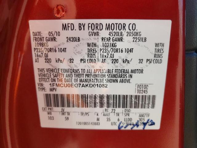 Photo 10 from auction – 2010 FORD ESCAPE LIM with VIN 1FMCU0EG7AKD01082