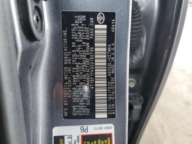 Photo 10 from auction – 2012 TOYOTA CAMRY BASE with VIN 4T1BF1FK0CU160796