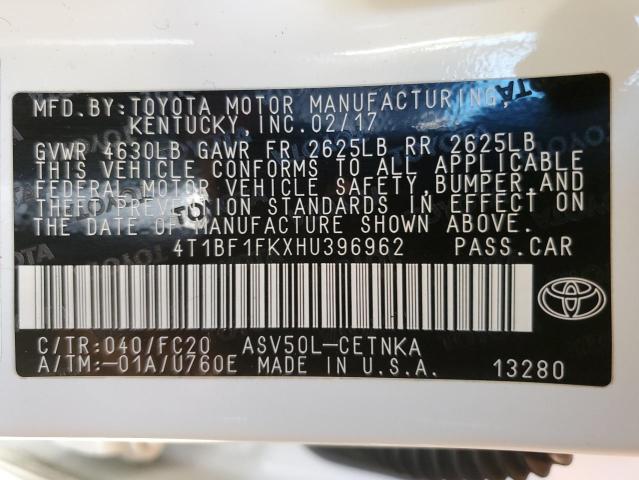Photo 10 from auction – 2017 TOYOTA CAMRY LE with VIN 4T1BF1FKXHU396962