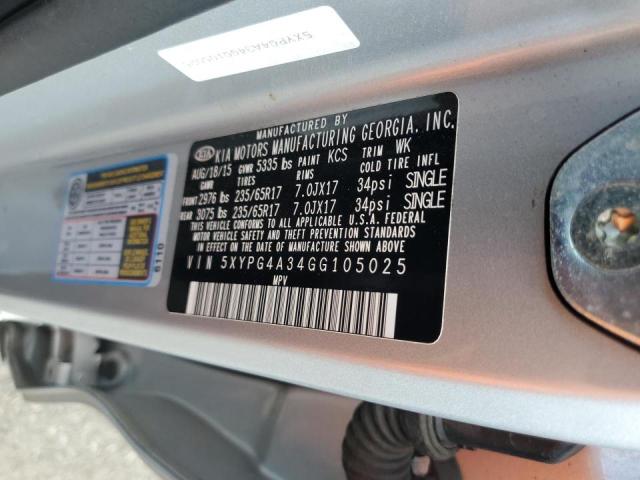 Photo 10 from auction – 2016 KIA SORENTO LX with VIN 5XYPG4A34GG105025
