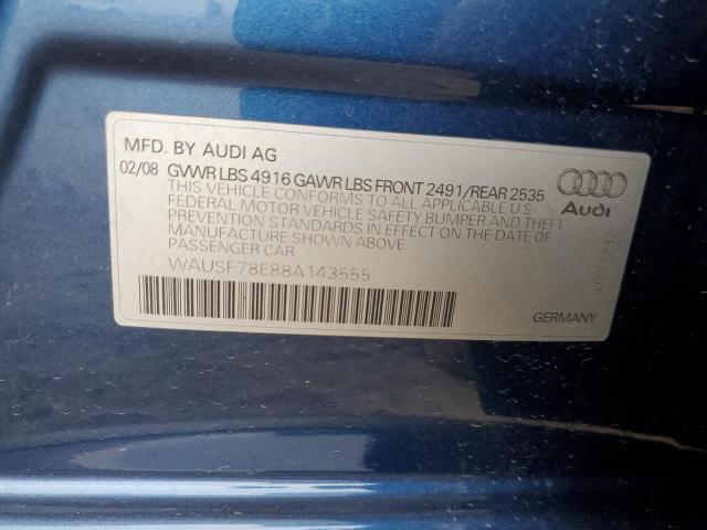 Photo 10 from auction – 2008 AUDI A4 S-LINE with VIN WAUSF78E88A143555