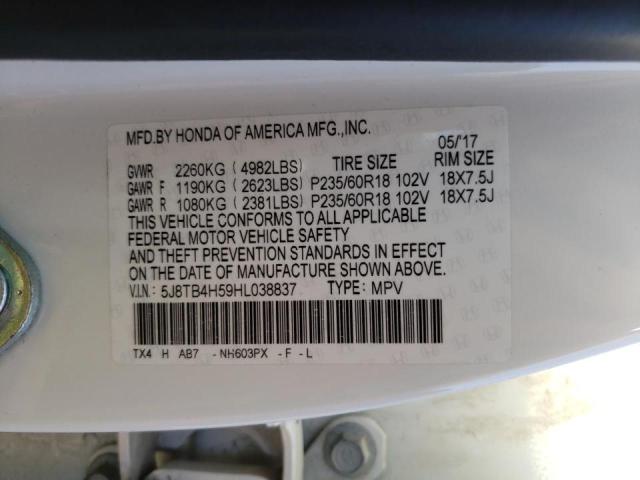 Photo 10 from auction – 2017 ACURA RDX TECHNO with VIN 5J8TB4H59HL038837