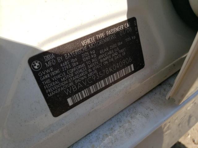 Photo 10 from auction – 2008 BMW 328 XI with VIN WBAVC93578K040906