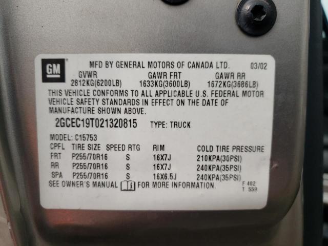 Photo 10 from auction – 2002 CHEVROLET SILVERADO with VIN 2GCEC19T021320815