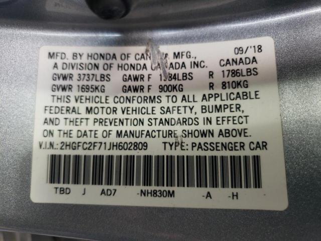 Photo 10 from auction – 2018 HONDA CIVIC EX with VIN 2HGFC2F71JH602809