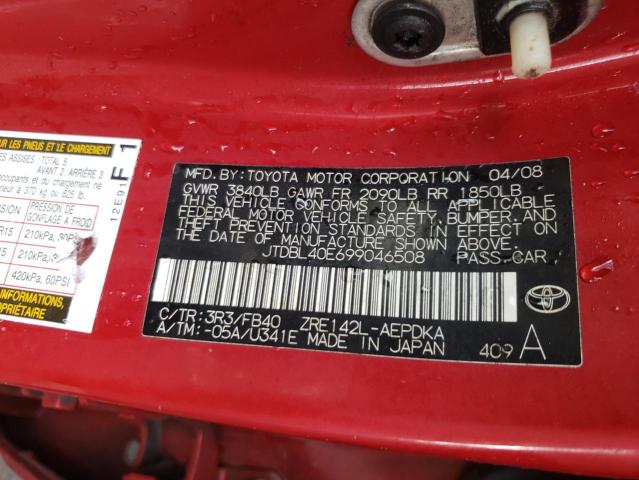 Photo 10 from auction – 2009 TOYOTA COROLLA BA with VIN JTDBL40E699046508