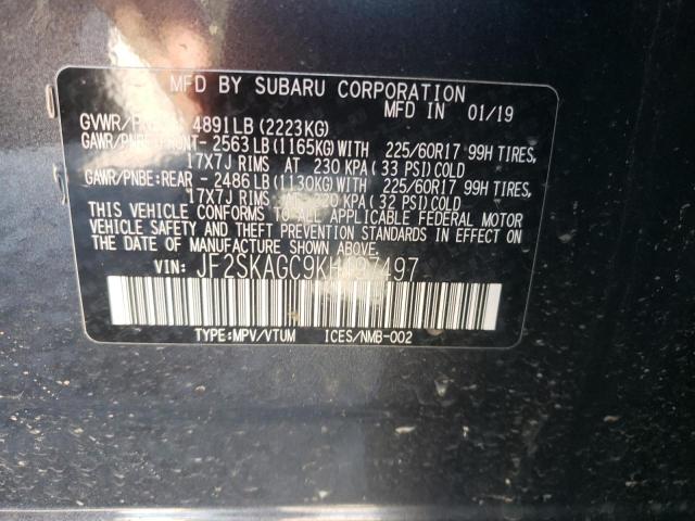 Photo 10 from auction – 2019 SUBARU FORESTER with VIN JF2SKAGC9KH497497