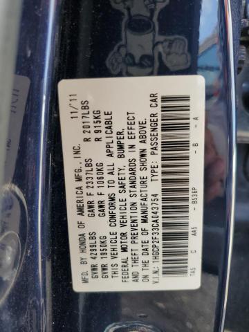 Photo 10 from auction – 2012 HONDA ACCORD LX with VIN 1HGCP2F33CA043754