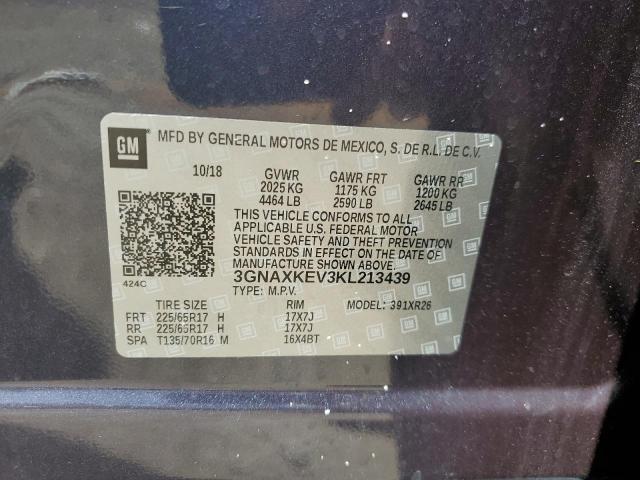Photo 10 from auction – 2019 CHEVROLET EQUINOX LT with VIN 3GNAXKEV3KL213439