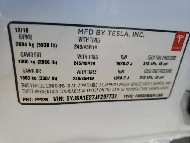 Photo 10 from auction – 2018 TESLA MODEL S with VIN 5YJSA1E27JF297731