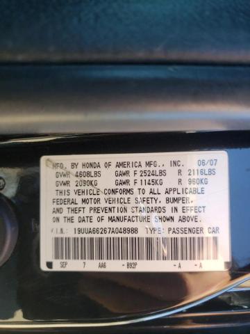 Photo 10 from auction – 2007 ACURA TL with VIN 19UUA66267A048988