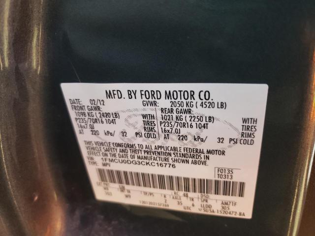 صورة رقم 10 من المزاد - 2012 FORD ESCAPE XLT مع VIN 1FMCU0DG3CKC16776