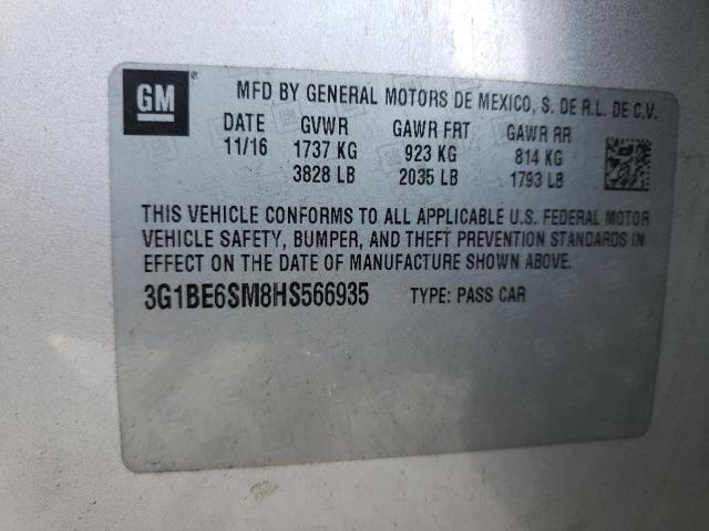 Photo 10 from auction – 2017 CHEVROLET CRUZE LT with VIN 3G1BE6SM8HS566935